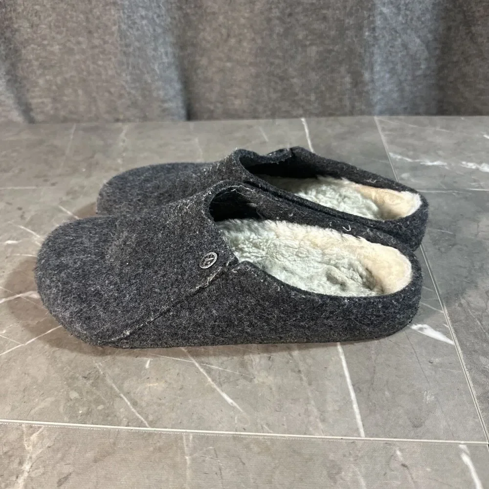Birkenstock Zermatt Gray Shearling Wool Felt Clog Slippers Mens EU 41 US 8 R B1